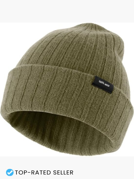 100% Wool Beanie Unisex Windproof Double Layer Cuffed Winter Hat Stretchy main image 6
